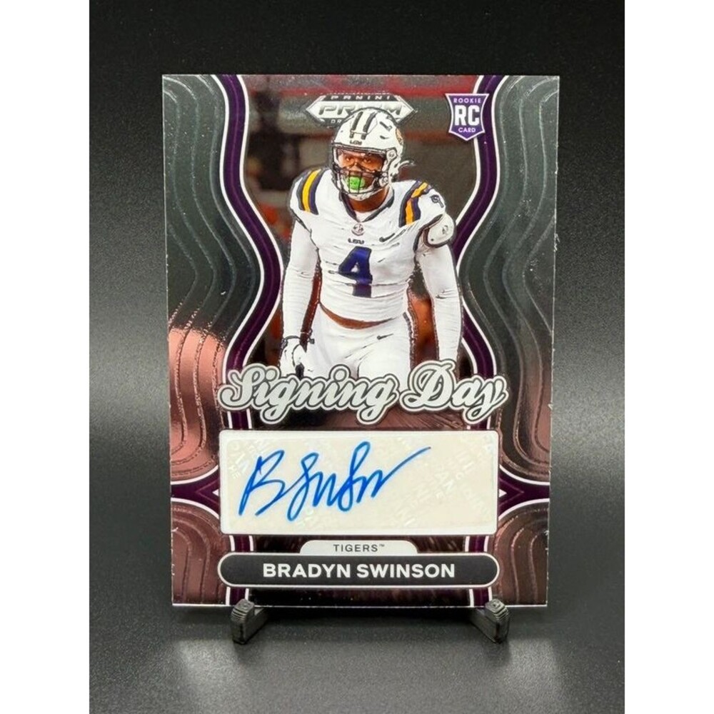 2025 Panini Prizm Draft Picks Bradyn Swinson Signing Day Silver Auto RC LSU
